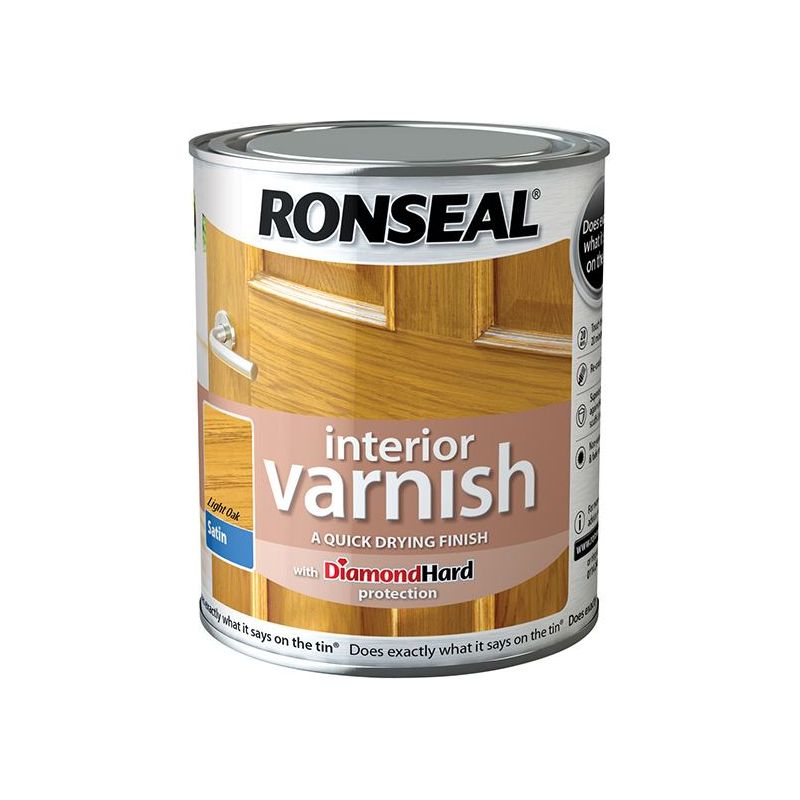 Ronseal Interior Varnish Quick Dry Satin Light Oak 250ml Ronseal - RockBottom Nothampton