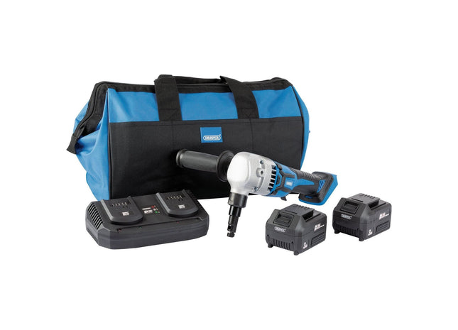 Draper D20 20V Brushless Nibbler, 2 x 3.0Ah Batteries, 1 x Twin Charger, 1 x Bag Draper - Town Tools 