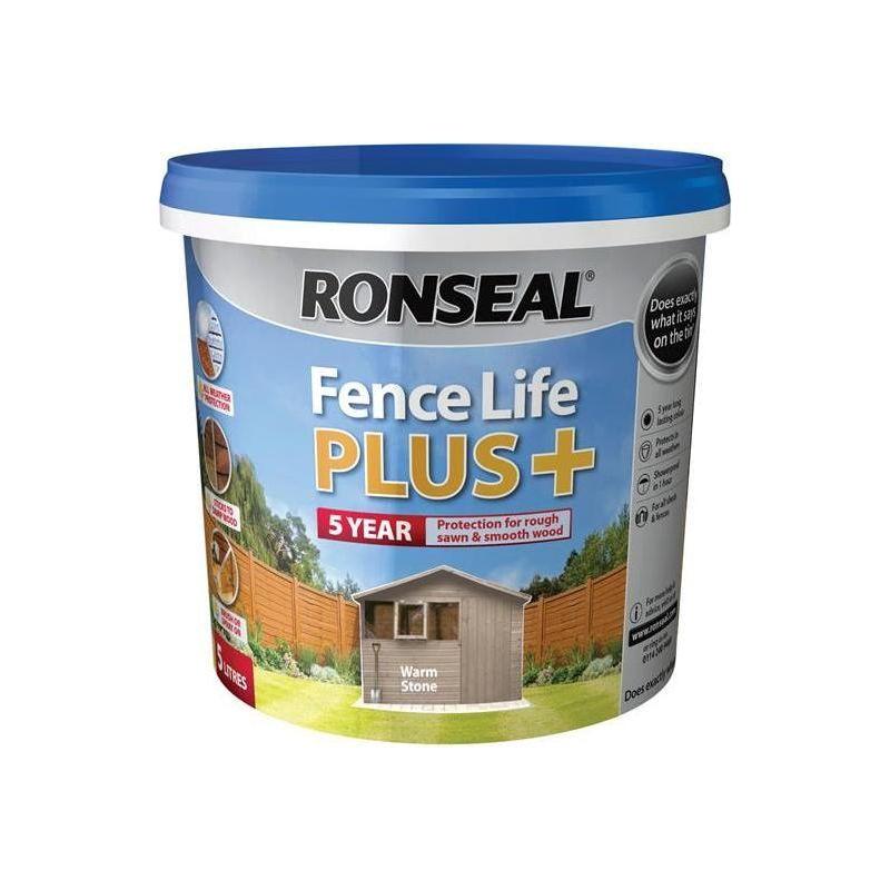 Ronseal Fence Life Plus+ Warm Stone 5 litre Ronseal - RockBottom Nothampton