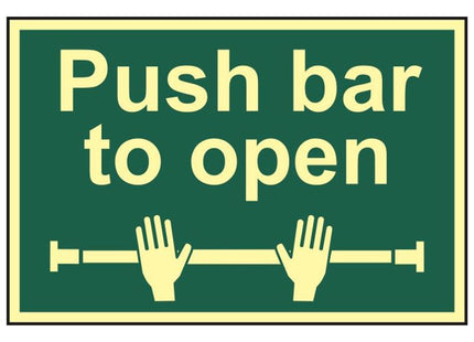 Scan Push Bar To Open - Photoluminescent 300 x 200mm Scan - RockBottom Nothampton