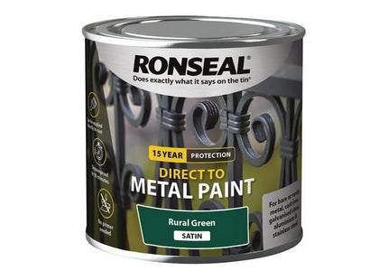 Ronseal Direct to Metal Paint Rural Green Satin 250ml Ronseal - RockBottom Nothampton