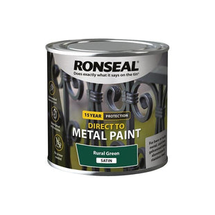 Ronseal Direct to Metal Paint Rural Green Satin 250ml Ronseal - RockBottom Nothampton