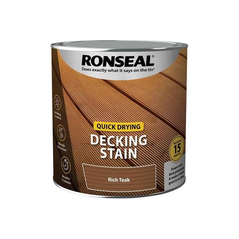 Ronseal Quick Drying Decking Stain Rich Teak 2.5 litre Ronseal - RockBottom Nothampton