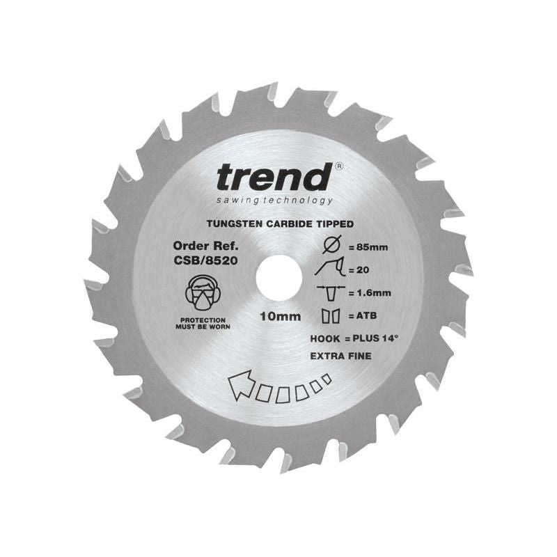 Trend CraftPro Mini Saw Blade 85 x 10mm x 20T Trend - RockBottom Northampton