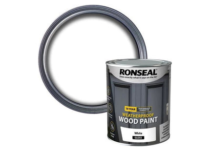Ronseal 10 Year Weatherproof Wood Paint White Gloss 750ml Ronseal - RockBottom Nothampton
