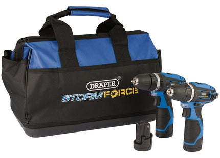 Draper Storm Force 10.8V Power Interchange Combi Drill and Rotary Drill Twin Kit Draper - Town Tools 