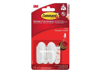 Command™ Small White Designer Hooks (Pack 2) Command™ - RockBottom Northampton