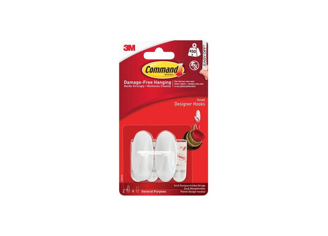 Command™ Small White Designer Hooks (Pack 2) Command™ - RockBottom Northampton