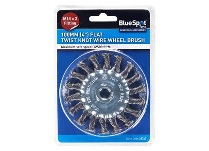 Bluespot Tools Flat Twist Knot Wire Wheel 100mm M14 X 2 BlueSpot Tools - RockBottom Northampton