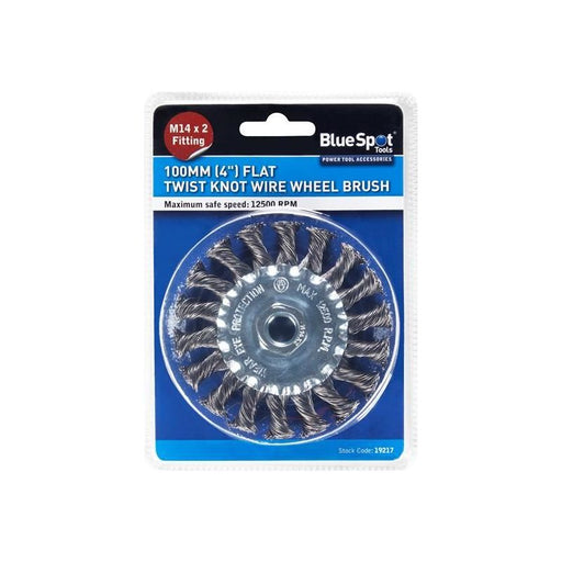 Bluespot Tools Flat Twist Knot Wire Wheel 100mm M14 X 2 BlueSpot Tools - RockBottom Northampton