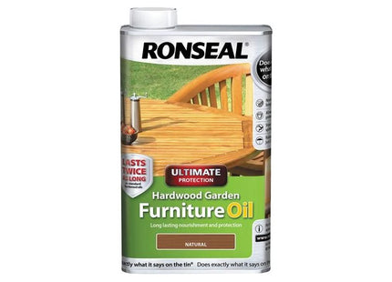 Ronseal Ultimate Protection Hardwood Garden Furniture Oil Natural Clear 500ml Ronseal - RockBottom Nothampton