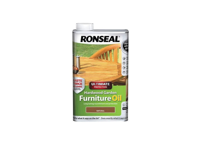 Ronseal Ultimate Protection Hardwood Garden Furniture Oil Natural Clear 500ml Ronseal - RockBottom Nothampton