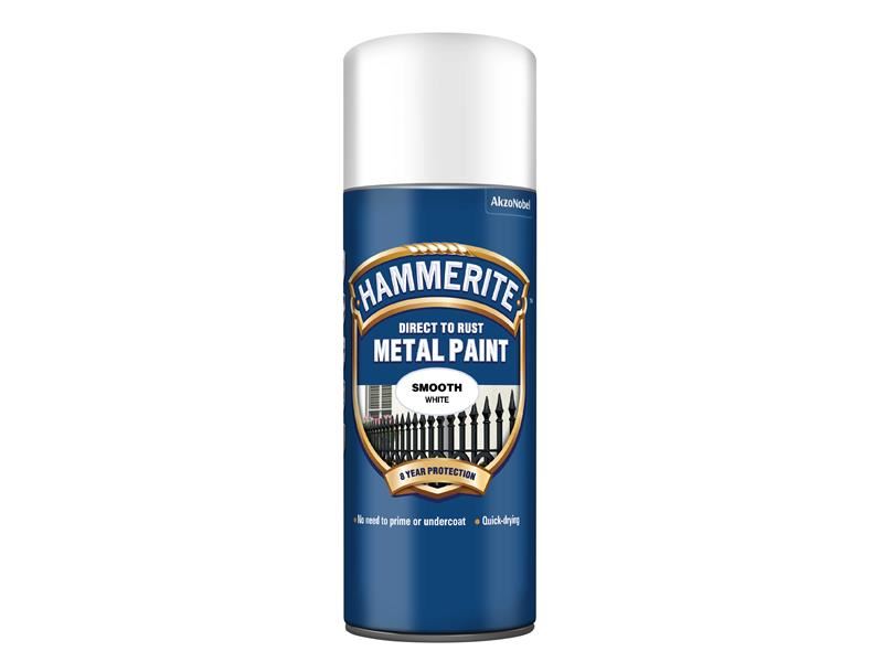 Hammerite Direct to Rust Smooth Finish Aerosol White 400ml Hammerite - RockBottom Northampton