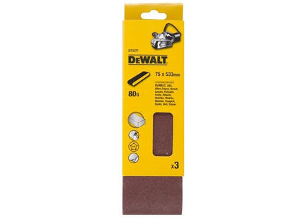 Dewalt Power Tools Sanding Belt 533 x 75mm 80G Pack of 3 DeWALT Power Tools - RockBottom Northampton