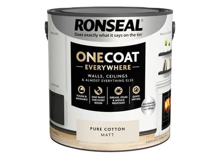 Ronseal One Coat Everywhere Interior Pure Cotton Matt 2.5 litre Ronseal - RockBottom Nothampton