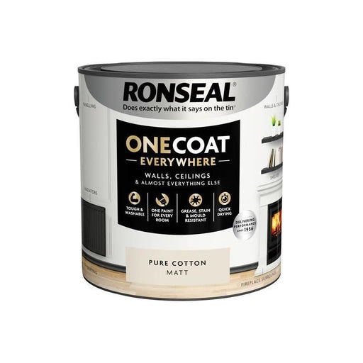 Ronseal One Coat Everywhere Interior Pure Cotton Matt 2.5 litre Ronseal - RockBottom Nothampton