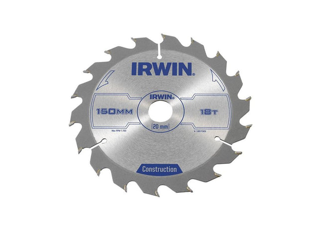 Irwin® Construction Circular Saw Blade 150 x 20mm x 18T ATB IRWIN® - RockBottom Northampton