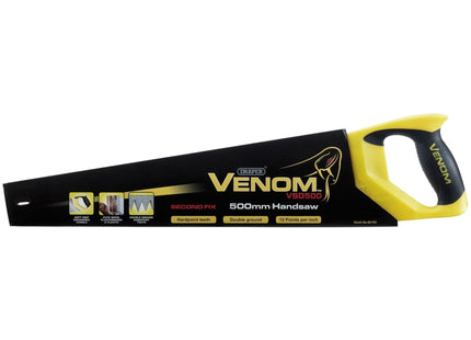 Draper Venom Second Fix Double Ground Handsaw, 500mm, 11tpi/12ppi Draper - Town Tools 