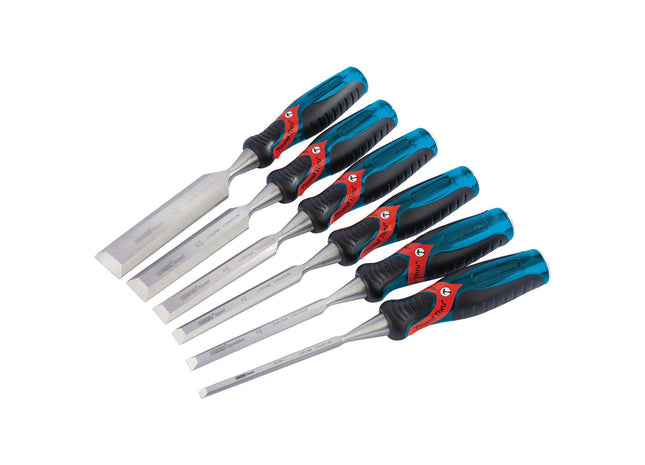 Draper Soft Grip 'Pound Thru' Bevel Edge Wood Chisel Set, 140mm (6 Piece) 70419 Draper - Town Tools 