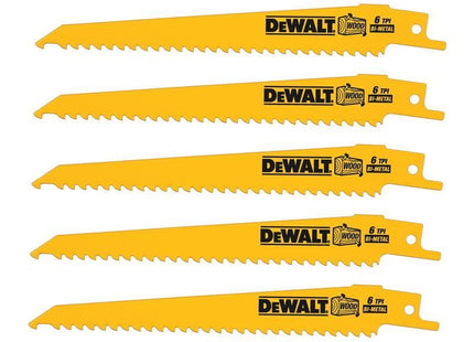 Dewalt Power Tools Bi-Metal Reciprocating Blade for Wood with Nails 152mm (Pack 5) DeWALT Power Tools - RockBottom Northampton