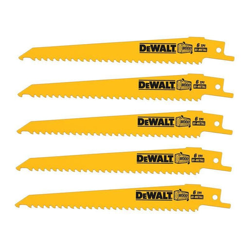 Dewalt Power Tools Bi-Metal Reciprocating Blade for Wood with Nails 152mm (Pack 5) DeWALT Power Tools - RockBottom Northampton