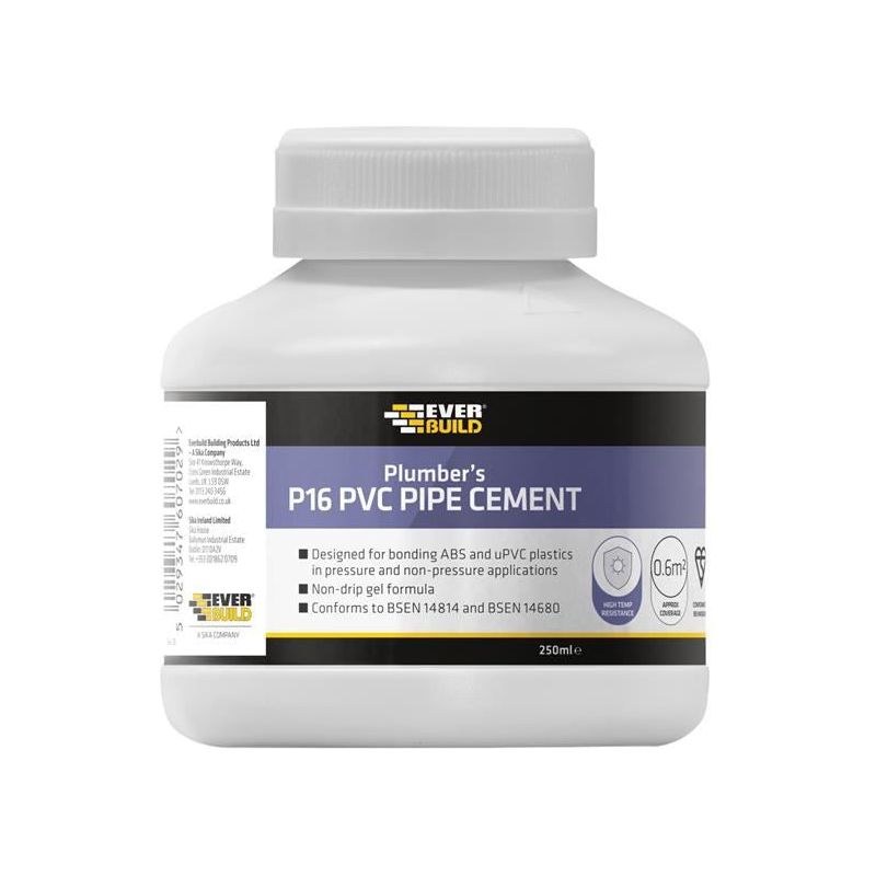 Everbuild Sika P16 Plumber's PVC Pipe Cement 250ml Everbuild Sika - RockBottom Northamptin