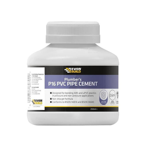 Everbuild Sika P16 Plumber's PVC Pipe Cement 250ml Everbuild Sika - RockBottom Northamptin