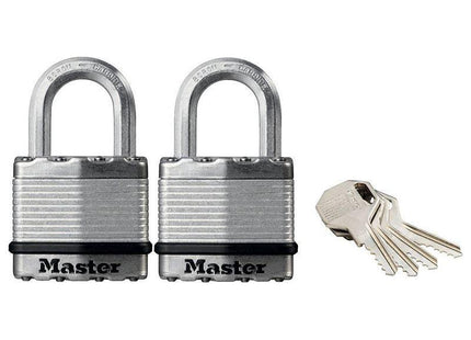 Master Lock Excell™ Laminated Steel 45mm Padlock - 24mm Shackle - Keyed Alike x 2 Master Lock - RockBottom Northampton