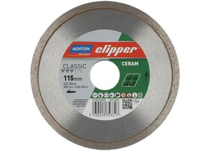 Norton Clipper Classic Ceramic Diamond Blade 115 x 22.23mm Norton Clipper - RockBottom Nothampton