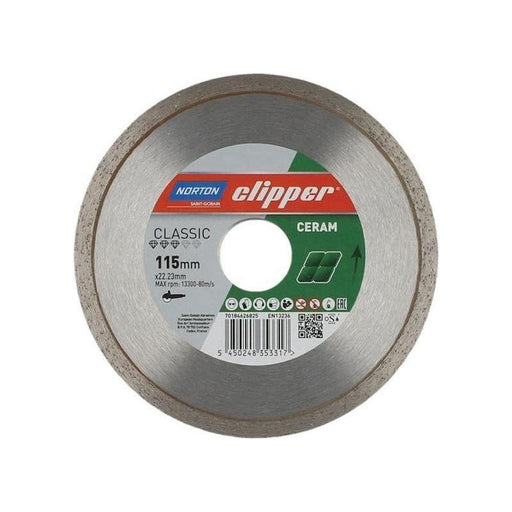 Norton Clipper Classic Ceramic Diamond Blade 115 x 22.23mm Norton Clipper - RockBottom Nothampton