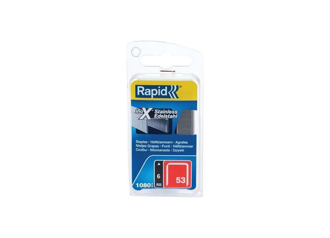 Rapid 53/6B 6mm Stainless Steel Fine Wire Staples (Box 1080) Rapid - RockBottom Nothampton