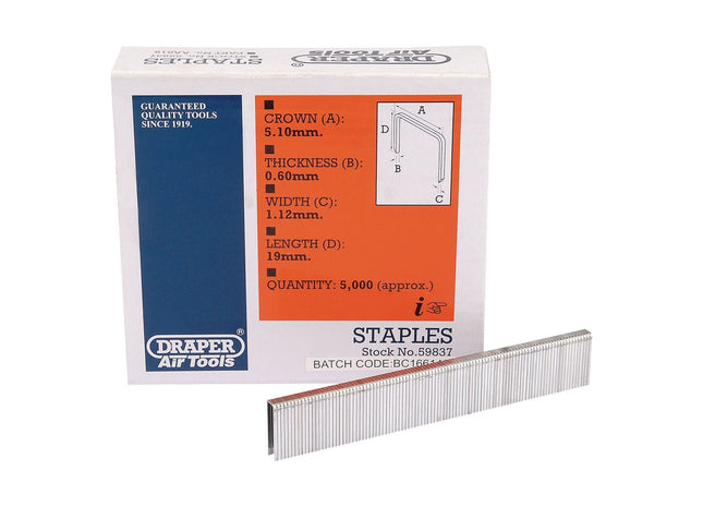 Draper Staple, 19mm (5000) 59837 Draper - Town Tools 