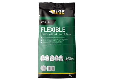 Everbuild Sika 730 Uniflex Hygienic Tile Grout Grey 5kg Everbuild Sika - RockBottom Northamptin