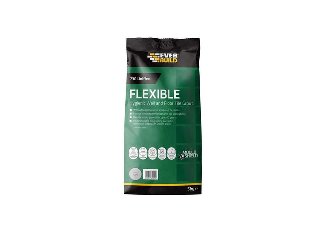 Everbuild Sika 730 Uniflex Hygienic Tile Grout Grey 5kg Everbuild Sika - RockBottom Northamptin