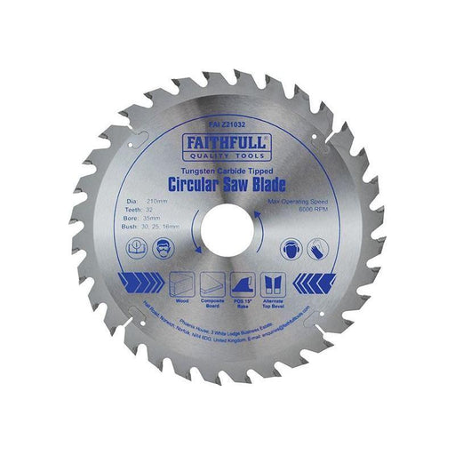 Faithfull TCT Circular Saw Blade 210 x 35mm x 32T POS Faithfull - RockBottom Northampton