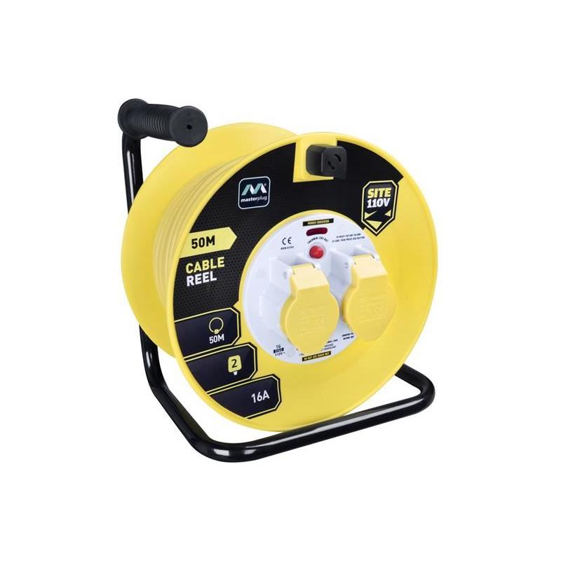 Masterplug Cable Reel 110V 16A Thermal Cut-Out 50m Masterplug - RockBottom Northampton