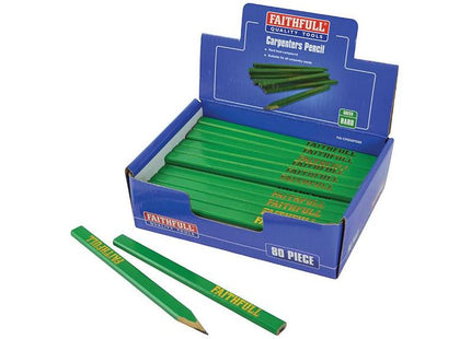 Faithfull Carpenter's Pencils - Green / Hard (Display 80) Faithfull - RockBottom Northampton