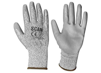 Scan Grey PU Coated Cut 3 Gloves - XL (Size 10) Scan - RockBottom Nothampton