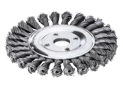 Lessmann Knot Wheel Brush 115 x 14mm 22.2mm Bore, 0.50 Steel Wire Lessmann - RockBottom Northampton