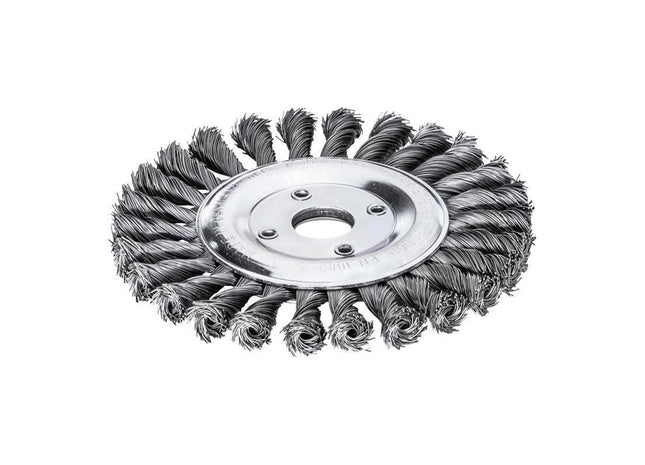 Lessmann Knot Wheel Brush 115 x 14mm 22.2mm Bore, 0.50 Steel Wire Lessmann - RockBottom Northampton