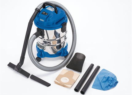 Draper Wet and Dry Vacuum Cleaner with Stainless Steel Tank, 20L, 1250W 20515 Draper - Town Tools 