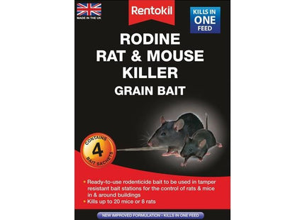 Rentokil Rodine Rat & Mouse Killer Grain Bait (Sachets 4) Rentokil - RockBottom Nothampton