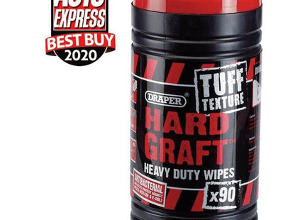 Draper 'Hard Graft' Tuff Texture Heavy Duty Wipes (Tub of 90) 84712 Draper - Town Tools 