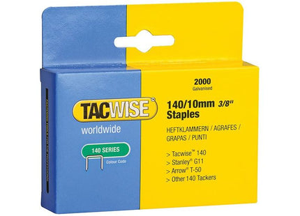 Tacwise 140 Heavy-Duty Staples 10mm (Type T50 G) (Pack 2000) Tacwise - RockBottom Northampton