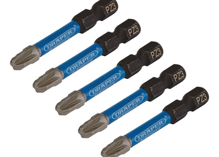 Draper Expert PZ-Type Impact Screwdriver Bits, No.3 x 50mm, 1/4" Hex (Pack of 5) Draper - Town Tools 