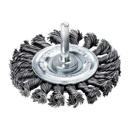Lessmann Knotted Wheel Brush with Shank 75 x 12mm, 0.50 Steel Wire Lessmann - RockBottom Northampton