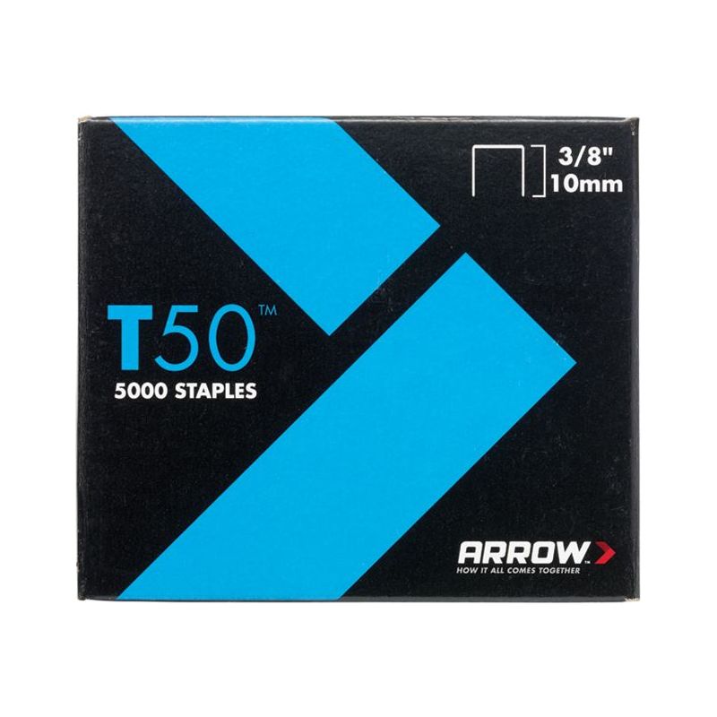 Arrow T50 Staples 10mm (3/8in) (Pack 5000, 4 x 1250) Arrow - RockBottom Northampton 