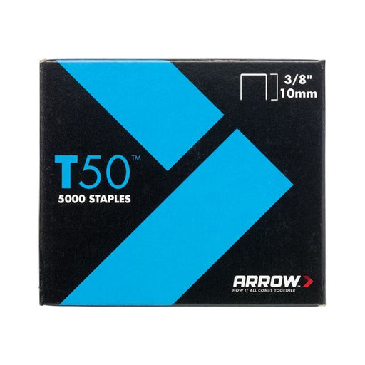 Arrow T50 Staples 10mm (3/8in) (Pack 5000, 4 x 1250) Arrow - RockBottom Northampton 