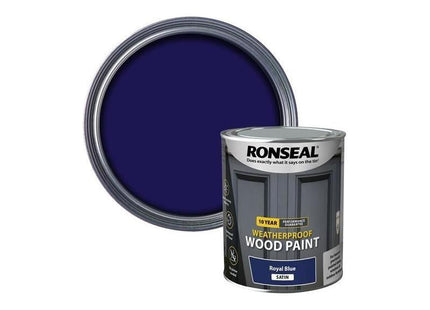 Ronseal 10 Year Weatherproof Wood Paint Royal Blue Satin 750ml Ronseal - RockBottom Nothampton