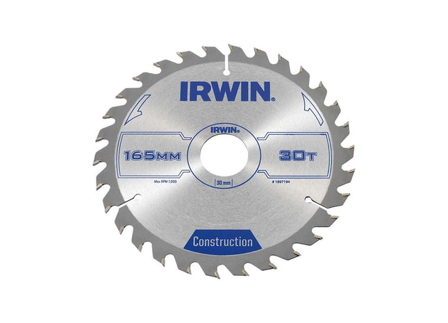 Irwin® Construction Circular Saw Blade 165 x 30mm x 30T ATB IRWIN® - RockBottom Northampton